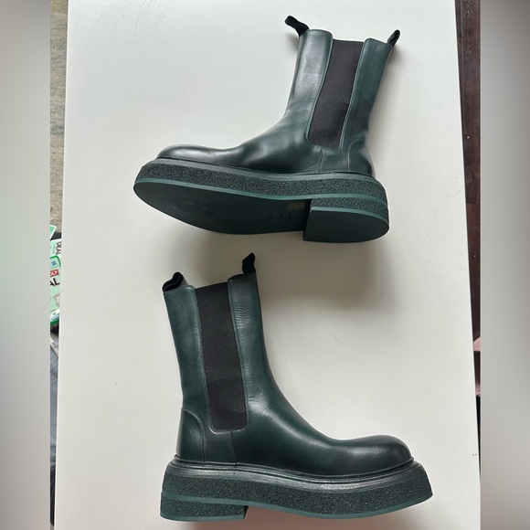 Marsell Zuccone Chelsea Boot Green Leather EU 39.5 9.5 Big Chunky - Picture 1 of 8